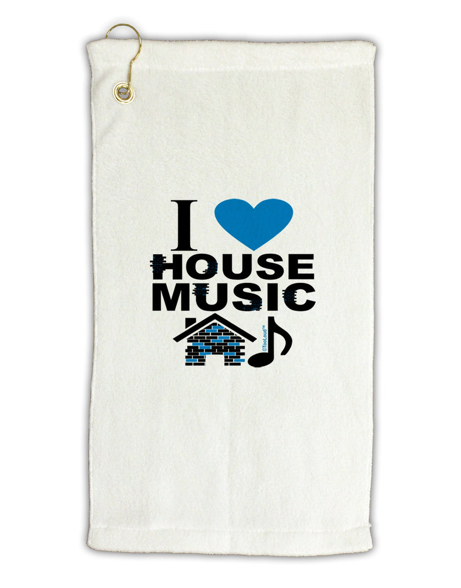 I Love House Blue Micro Terry Gromet Golf Towel 16 x 25 inch-Golf Towel-TooLoud-White-Davson Sales