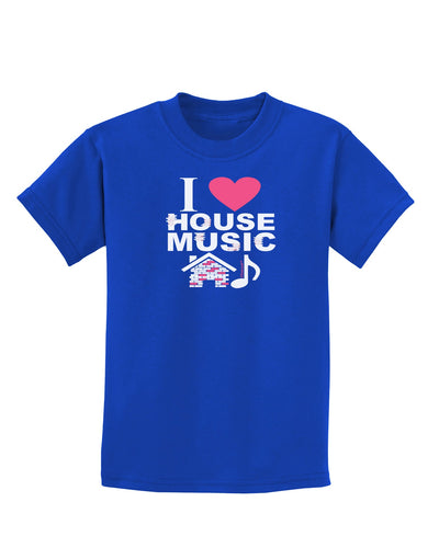 I Love House Pink Childrens Dark T-Shirt-Childrens T-Shirt-TooLoud-Royal-Blue-X-Small-Davson Sales
