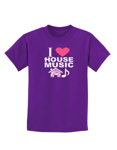 I Love House Pink Childrens Dark T-Shirt-Childrens T-Shirt-TooLoud-Purple-X-Small-Davson Sales