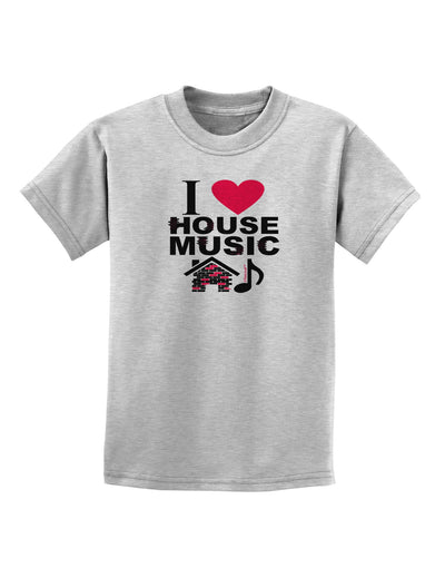 I Love House Pink Childrens T-Shirt-Childrens T-Shirt-TooLoud-AshGray-X-Small-Davson Sales