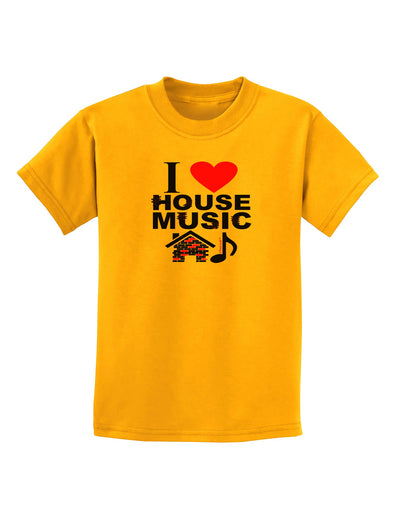 I Love House Pink Childrens T-Shirt-Childrens T-Shirt-TooLoud-Gold-X-Small-Davson Sales