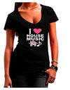 I Love House Pink Juniors V-Neck Dark T-Shirt-Womens V-Neck T-Shirts-TooLoud-Black-Juniors Fitted Small-Davson Sales