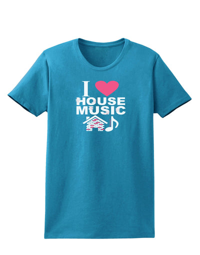 I Love House Pink Womens Dark T-Shirt-TooLoud-Turquoise-X-Small-Davson Sales