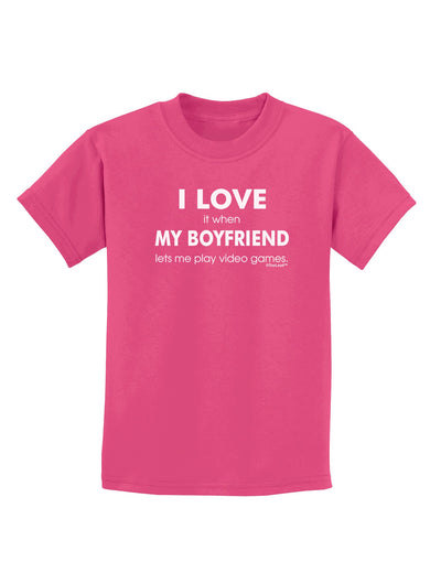 I Love My Boyfriend Videogames Childrens Dark T-Shirt-Childrens T-Shirt-TooLoud-Sangria-X-Small-Davson Sales