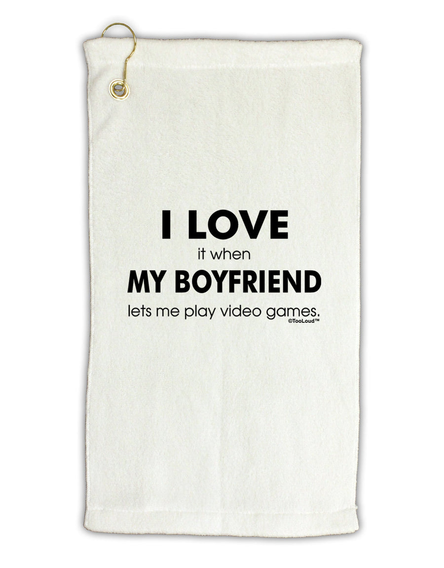 I Love My Boyfriend Videogames Micro Terry Gromet Golf Towel 11&#x22;x19-Golf Towel-TooLoud-White-Davson Sales