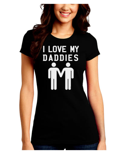 I Love My Daddies Gay Fathers Juniors Crew Dark T-Shirt-T-Shirts Juniors Tops-TooLoud-Black-Juniors Fitted Small-Davson Sales