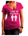 I Love My Daddies Gay Fathers Juniors V-Neck Dark T-Shirt-Womens V-Neck T-Shirts-TooLoud-Hot-Pink-Small-Davson Sales