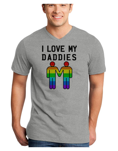 I Love My Daddies LGBT Adult V-Neck T-shirt-Mens V-Neck T-Shirt-TooLoud-HeatherGray-Small-Davson Sales