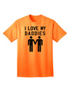 I Love My Daddies - Premium Adult T-Shirt Celebrating Gay Fathers-Mens T-shirts-TooLoud-Neon-Orange-Small-Davson Sales