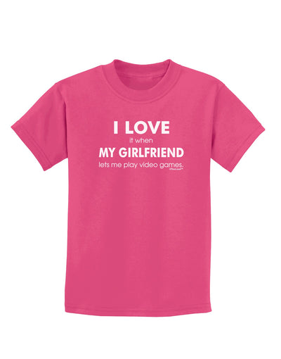 I Love My Girlfriend Videogames Childrens Dark T-Shirt-Childrens T-Shirt-TooLoud-Sangria-X-Small-Davson Sales