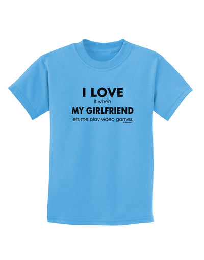 I Love My Girlfriend Videogames Childrens T-Shirt-Childrens T-Shirt-TooLoud-Aquatic-Blue-X-Small-Davson Sales