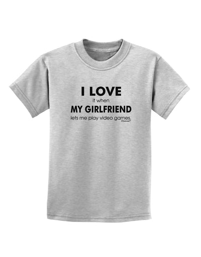 I Love My Girlfriend Videogames Childrens T-Shirt-Childrens T-Shirt-TooLoud-AshGray-X-Small-Davson Sales
