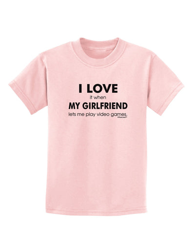 I Love My Girlfriend Videogames Childrens T-Shirt-Childrens T-Shirt-TooLoud-PalePink-X-Small-Davson Sales