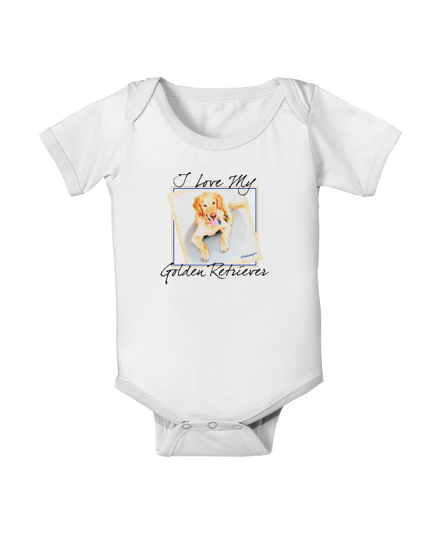 I Love My Golden Retriever Baby Romper Bodysuit-Baby Romper-TooLoud-White-06-Months-Davson Sales