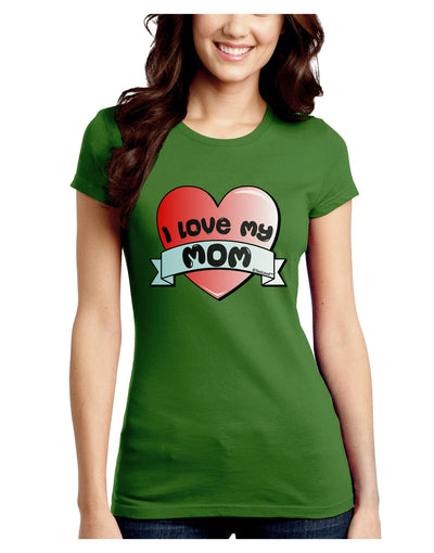 I Love My Mom - Heart Banner Design Juniors Crew Dark T-Shirt by TooLoud-T-Shirts Juniors Tops-TooLoud-Kiwi-Green-Juniors Fitted X-Small-Davson Sales