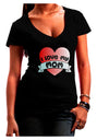 I Love My Mom - Heart Banner Design Juniors V-Neck Dark T-Shirt by TooLoud-Womens V-Neck T-Shirts-TooLoud-Black-Juniors Fitted Small-Davson Sales