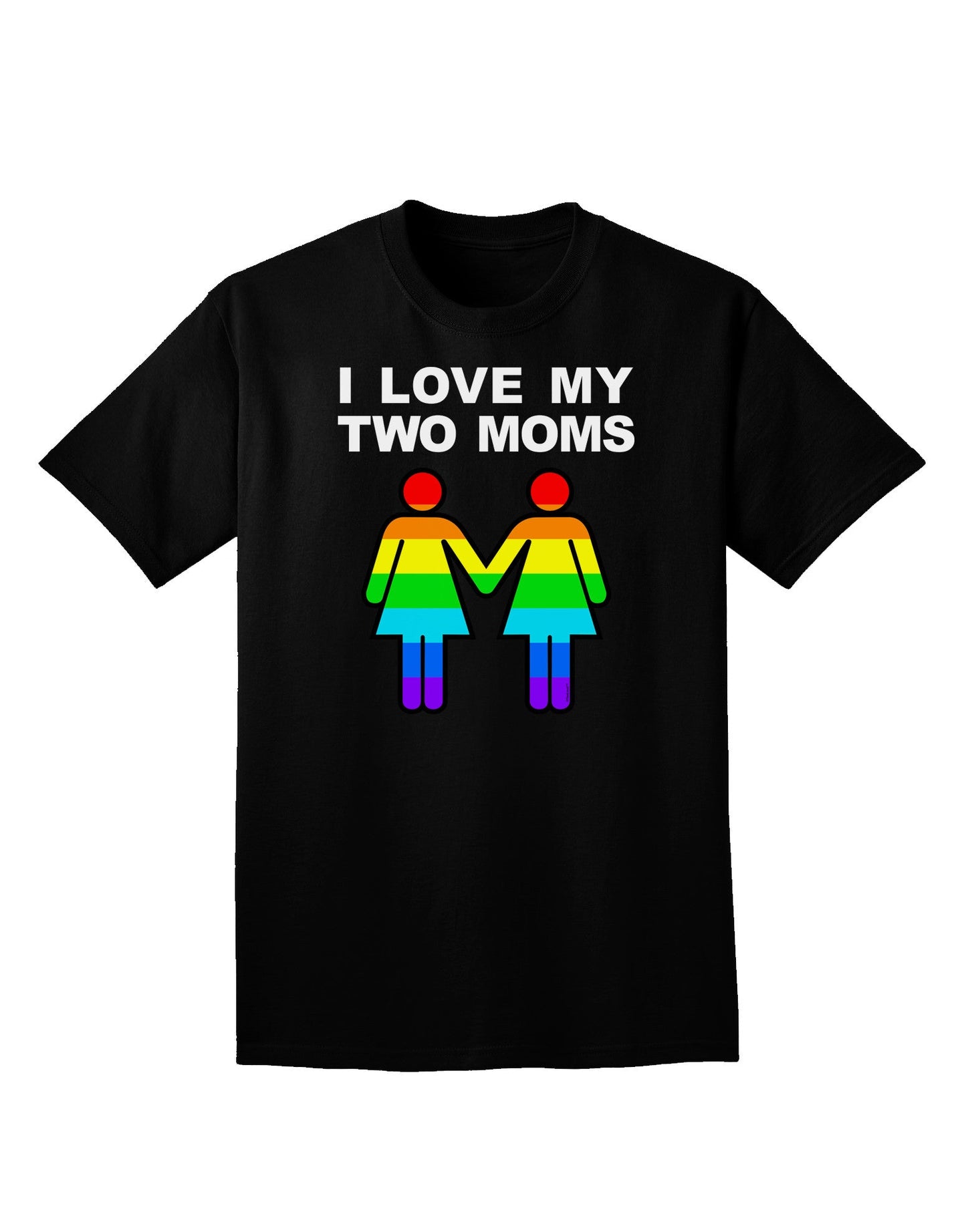 I Love My Two Moms LGBT Adult Dark V-Neck T-Shirt-Mens V-Neck T-Shirt-TooLoud-Black-Small-Davson Sales