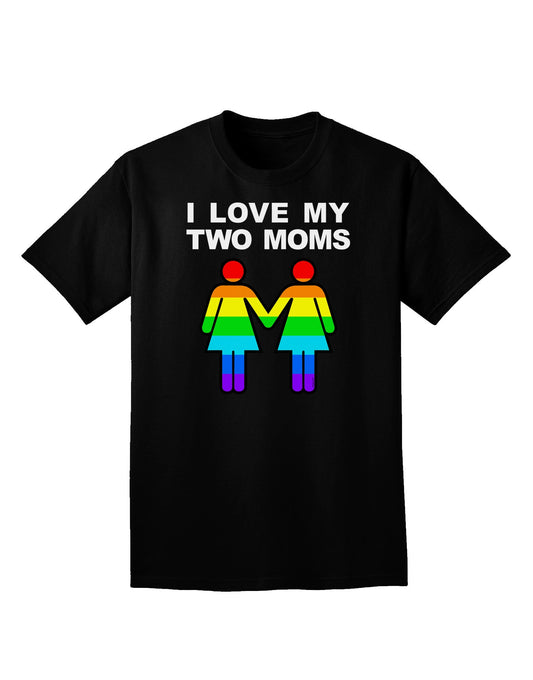 I Love My Two Moms LGBT Adult Dark V-Neck T-Shirt-Mens V-Neck T-Shirt-TooLoud-Black-Small-Davson Sales