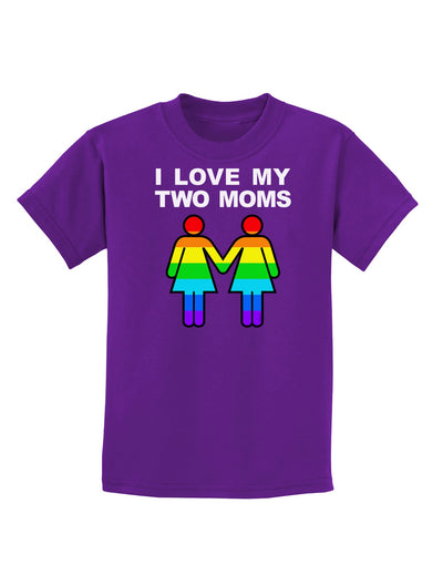 I Love My Two Moms LGBT Childrens Dark T-Shirt-Childrens T-Shirt-TooLoud-Purple-X-Small-Davson Sales