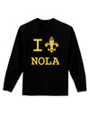 I Love NOLA Fleur de Lis Adult Long Sleeve Dark T-Shirt-TooLoud-Black-Small-Davson Sales