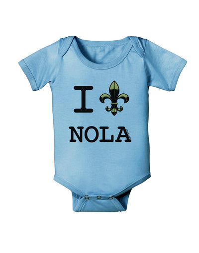 I Love NOLA Fleur de Lis Baby Romper Bodysuit-Baby Romper-TooLoud-LightBlue-06-Months-Davson Sales