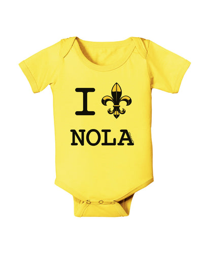 I Love NOLA Fleur de Lis Baby Romper Bodysuit-Baby Romper-TooLoud-Yellow-06-Months-Davson Sales