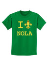 I Love NOLA Fleur de Lis Childrens Dark T-Shirt-Childrens T-Shirt-TooLoud-Kelly-Green-X-Small-Davson Sales