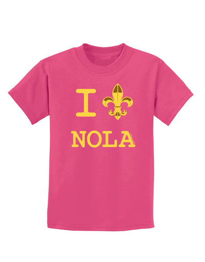 I Love NOLA Fleur de Lis Childrens Dark T-Shirt-Childrens T-Shirt-TooLoud-Sangria-X-Small-Davson Sales