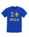 I Love NOLA Fleur de Lis Childrens Dark T-Shirt-Childrens T-Shirt-TooLoud-Royal-Blue-X-Small-Davson Sales