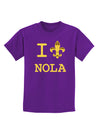 I Love NOLA Fleur de Lis Childrens Dark T-Shirt-Childrens T-Shirt-TooLoud-Purple-X-Small-Davson Sales