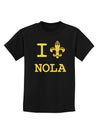 I Love NOLA Fleur de Lis Childrens Dark T-Shirt-Childrens T-Shirt-TooLoud-Black-X-Small-Davson Sales