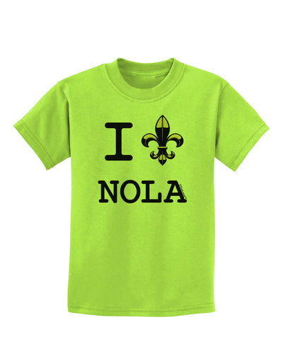 I Love NOLA Fleur de Lis Childrens T-Shirt-Childrens T-Shirt-TooLoud-Lime-Green-X-Small-Davson Sales