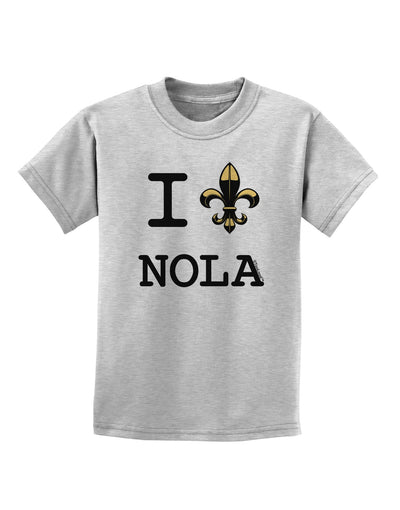 I Love NOLA Fleur de Lis Childrens T-Shirt-Childrens T-Shirt-TooLoud-AshGray-X-Small-Davson Sales