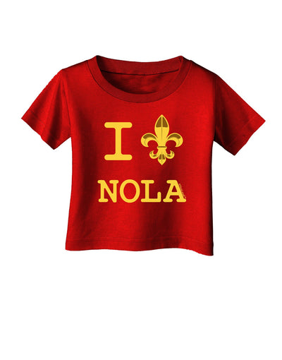 I Love NOLA Fleur de Lis Infant T-Shirt Dark-Infant T-Shirt-TooLoud-Red-06-Months-Davson Sales