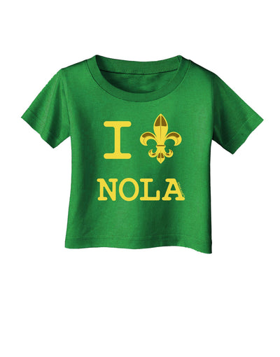 I Love NOLA Fleur de Lis Infant T-Shirt Dark-Infant T-Shirt-TooLoud-Clover-Green-06-Months-Davson Sales