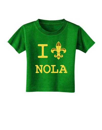 I Love NOLA Fleur de Lis Toddler T-Shirt Dark-Toddler T-Shirt-TooLoud-Clover-Green-2T-Davson Sales