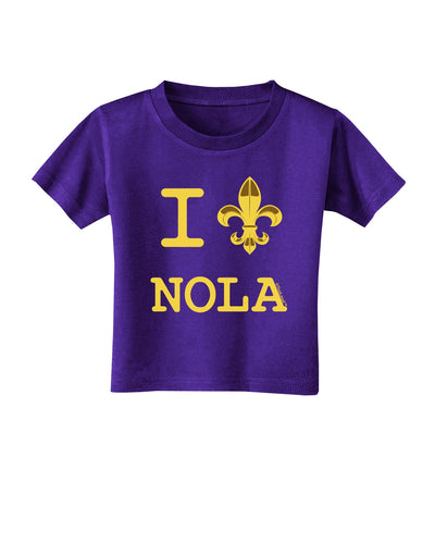 I Love NOLA Fleur de Lis Toddler T-Shirt Dark-Toddler T-Shirt-TooLoud-Purple-2T-Davson Sales