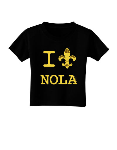 I Love NOLA Fleur de Lis Toddler T-Shirt Dark-Toddler T-Shirt-TooLoud-Black-2T-Davson Sales