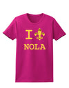 I Love NOLA Fleur de Lis Womens Dark T-Shirt-TooLoud-Hot-Pink-Small-Davson Sales