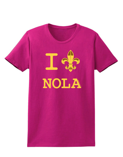 I Love NOLA Fleur de Lis Womens Dark T-Shirt-TooLoud-Hot-Pink-Small-Davson Sales