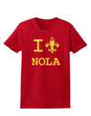 I Love NOLA Fleur de Lis Womens Dark T-Shirt-TooLoud-Red-X-Small-Davson Sales