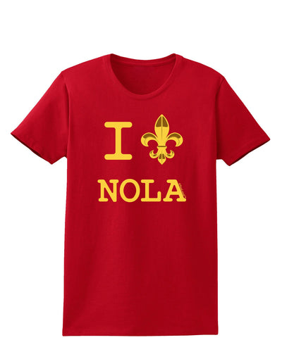 I Love NOLA Fleur de Lis Womens Dark T-Shirt-TooLoud-Red-X-Small-Davson Sales