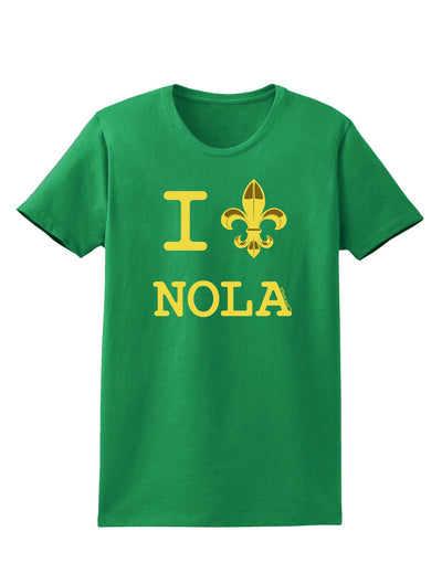 I Love NOLA Fleur de Lis Womens Dark T-Shirt-TooLoud-Kelly-Green-X-Small-Davson Sales