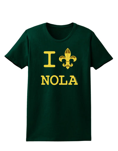 I Love NOLA Fleur de Lis Womens Dark T-Shirt-TooLoud-Forest-Green-Small-Davson Sales