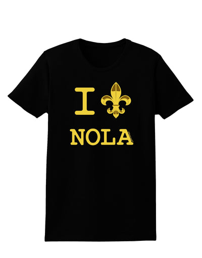 I Love NOLA Fleur de Lis Womens Dark T-Shirt-TooLoud-Black-X-Small-Davson Sales