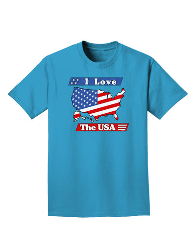 I Love The USA Adult Dark T-Shirt-Mens T-Shirt-TooLoud-Turquoise-Small-Davson Sales