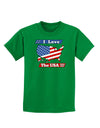 I Love The USA Childrens Dark T-Shirt-Childrens T-Shirt-TooLoud-Kelly-Green-X-Small-Davson Sales