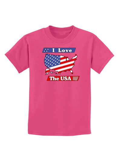 I Love The USA Childrens Dark T-Shirt-Childrens T-Shirt-TooLoud-Sangria-X-Small-Davson Sales