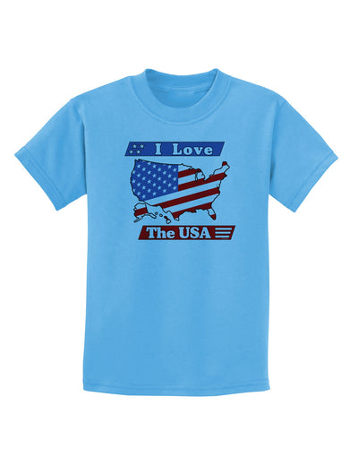 I Love The USA Childrens T-Shirt-Childrens T-Shirt-TooLoud-Aquatic-Blue-X-Small-Davson Sales