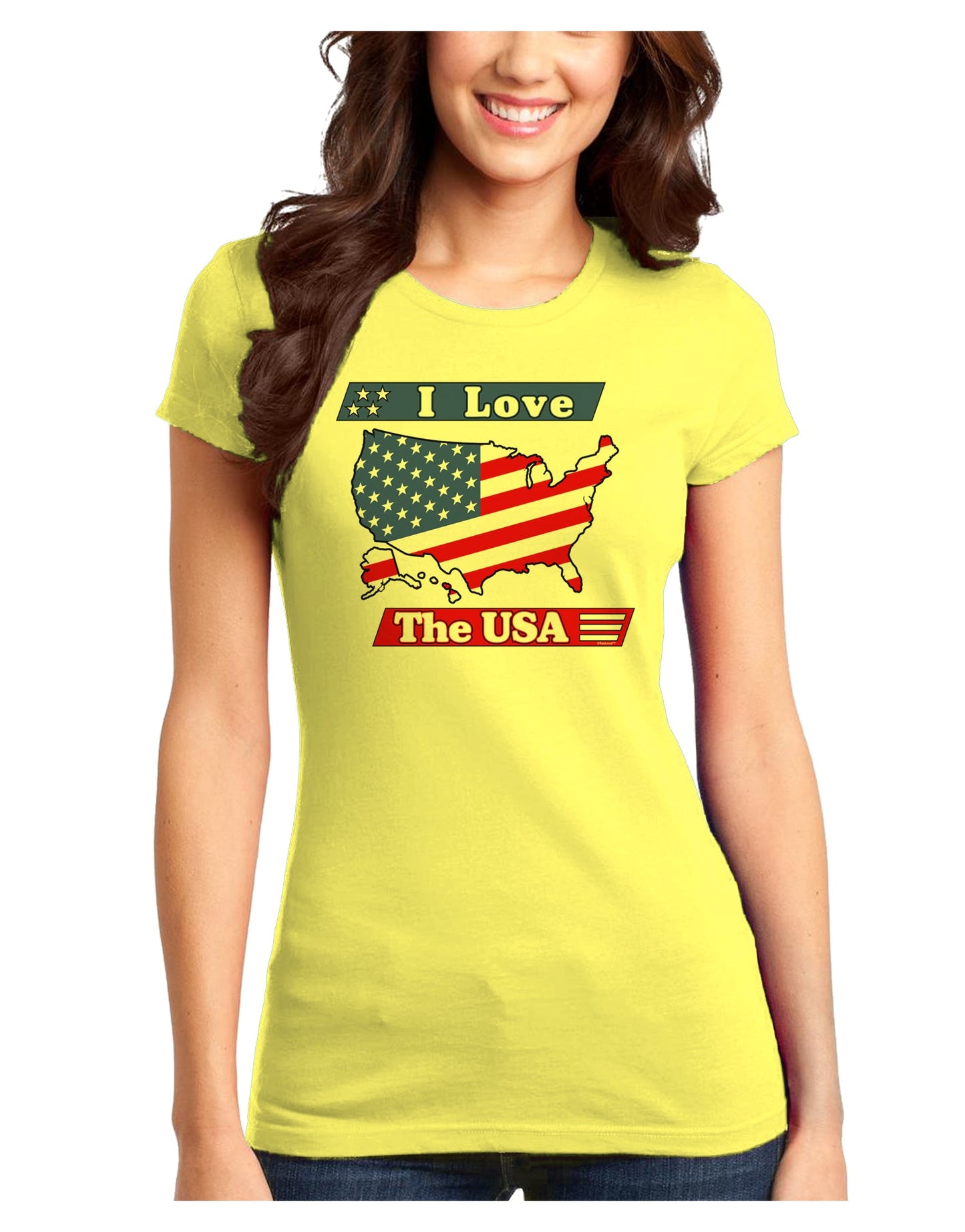 I Love The USA Juniors T-Shirt-Womens Juniors T-Shirt-TooLoud-Yellow-Juniors Fitted XS-Davson Sales